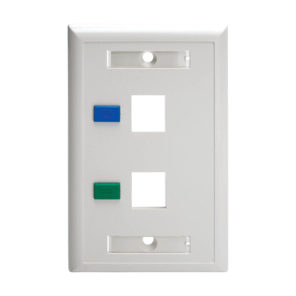 Tripp Lite series 2-Port Keystone Faceplate, Single Gang, ID Labels, White, TAA