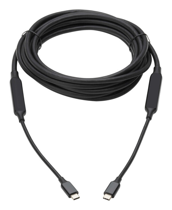 Tripp Lite series USB-C Full-Function Active Cable (M/M) with Repeater - USB 3.2 Gen 2 (10 Gbps), 8K 60 Hz, 60W PD Charging, 5 m (16.4 ft.), Black