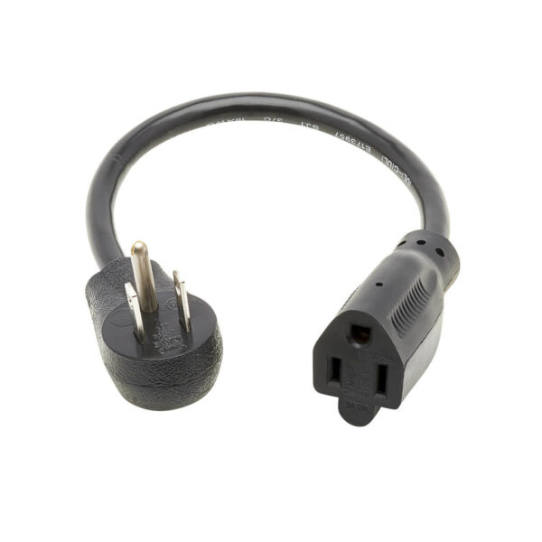 Tripp Lite series Power Extension Cord, Right-Angle NEMA 5-15P to NEMA 5-15R - 13A, 120V, 16 AWG, 1 ft. (0.31 m), Black