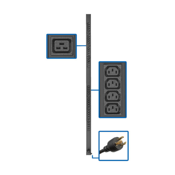 8a04664be2096da52f05e0f4ea185899 Tripp Lite series 3.7kW 208/230V Single-Phase Basic PDU - 32 C13 & 6 C19 Outlets, L6-20P Input, 10 ft. Cord, 63.75 in. 0U Rack