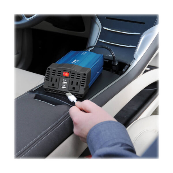 8a43818a5e9dbc04bae6452a7ee29700 Tripp Lite series 375W PowerVerter Ultra-Compact Car Inverter with 2 AC Outlets, 2 USB Charging Ports and Battery Cables