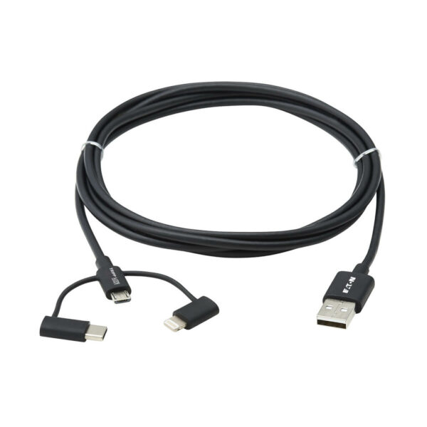 8ad207d38f7dac960aa0e56d3efa90b1 Tripp Lite series Universal USB-A to Lightning, USB Micro-B and USB-C Sync/Charge Cable (M/3xM), MFi Certified, Black, 6 ft. (1.8 m) - M101-006-LMC-BK