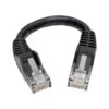 Tripp Lite series Cat6 Gigabit Snagless Molded (UTP) Ethernet Cable (RJ45 M/M), PoE, Black, 6-in. (15.24 cm)