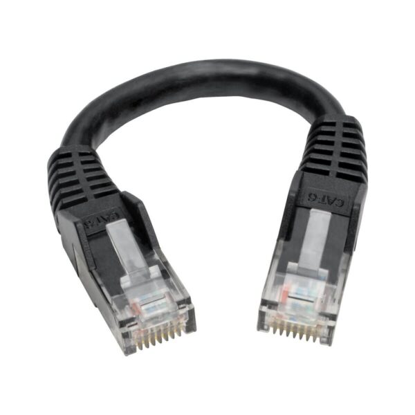Tripp Lite series Cat6 Gigabit Snagless Molded (UTP) Ethernet Cable (RJ45 M/M), PoE, Black, 6-in. (15.24 cm)