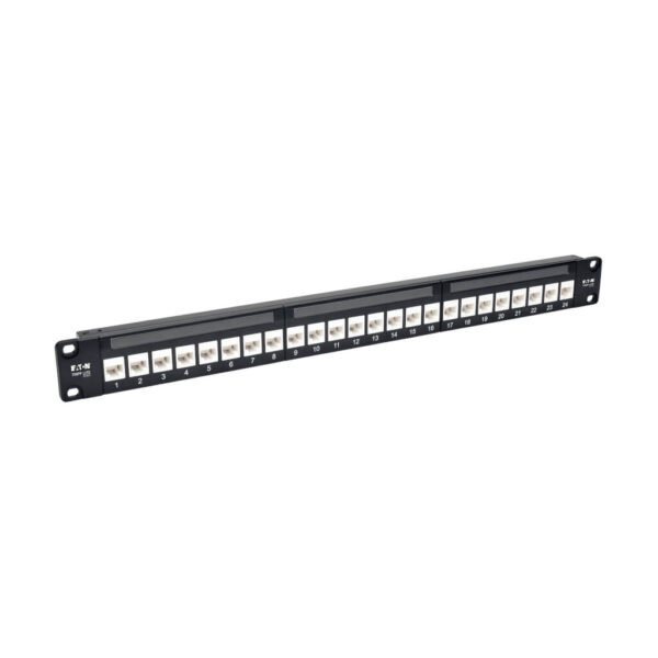 8b12a088ea176d85620dc0d2c8b55183 Tripp Lite series 24-Port Cat6a Feed-Through Patch Panel - 4PPoE Compliant, 1U Rack-Mount, RJ45 Ethernet, Black, TAA