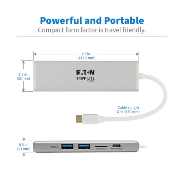 Tripp Lite series USB-C Dock - 4K HDMI, USB 3.x (5Gbps), USB-A Hub Ports, Memory Card, 60W PD Charging
