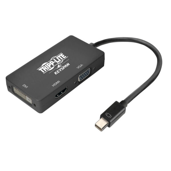 Tripp Lite series Keyspan Mini DisplayPort to VGA/DVI/HDMI All-in-One Video Converter Adapter, 4K 60 Hz HDMI, DP 1.2, Black, 6 in.