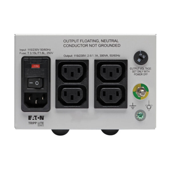 8b8bcb601e7f136ced6758d245250cab Tripp Lite series Isolator Series Dual-Voltage 115/230V 300W 60601-1 Medical-Grade Isolation Transformer, C14 Inlet, 4 C13 Outlets, TAA