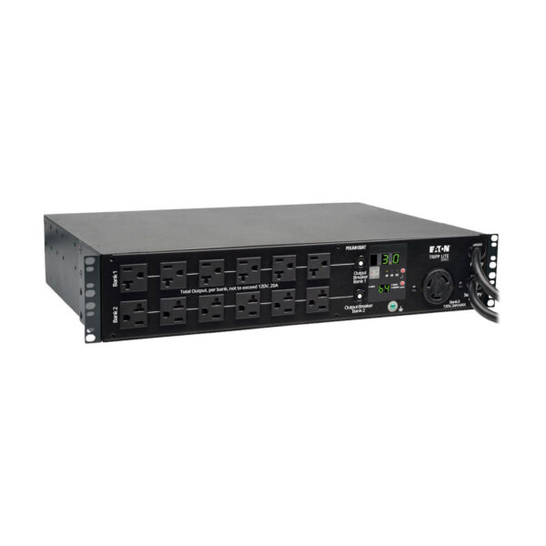 Tripp Lite series 2.9kW Single-Phase Local Metered Automatic Transfer Switch PDU, 2 120V L5-30P Inputs, 24 5-15/20R & 1 L5-30R Outputs, 2U, TAA