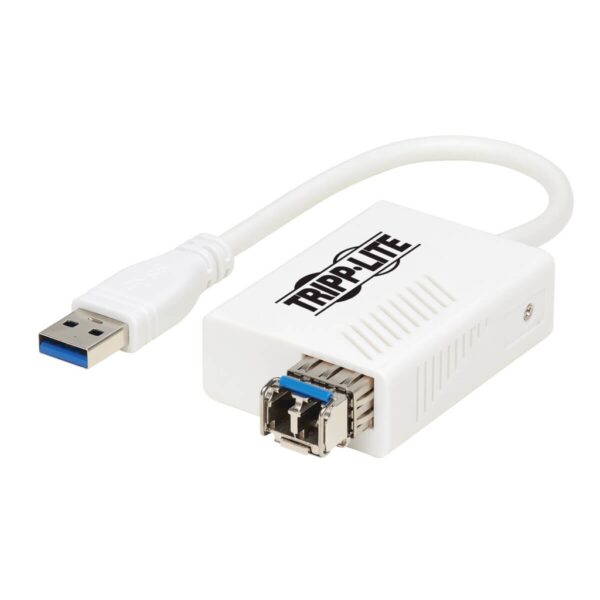 Tripp Lite series USB 3.0 Multimode Fiber Optic Transceiver Ethernet Adapter, 10/100/1000 Mbps, 1310nm, 550m, LC