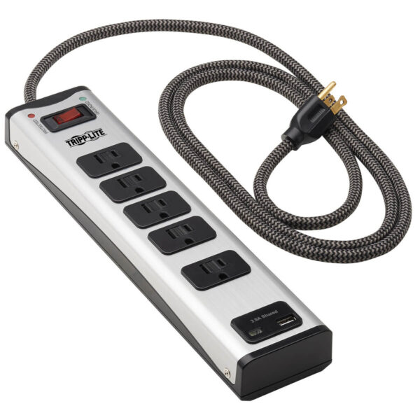 Tripp Lite TLM506USBC surge protector Black, Silver 5 AC outlet(s) 120 V 1,83 m
