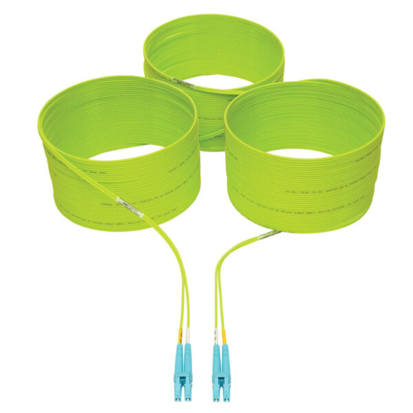 Tripp Lite series 100G Duplex Multimode 50/125 OM5 LSZH Fiber Optic Cable (LC/LC), Lime Green, 20 m