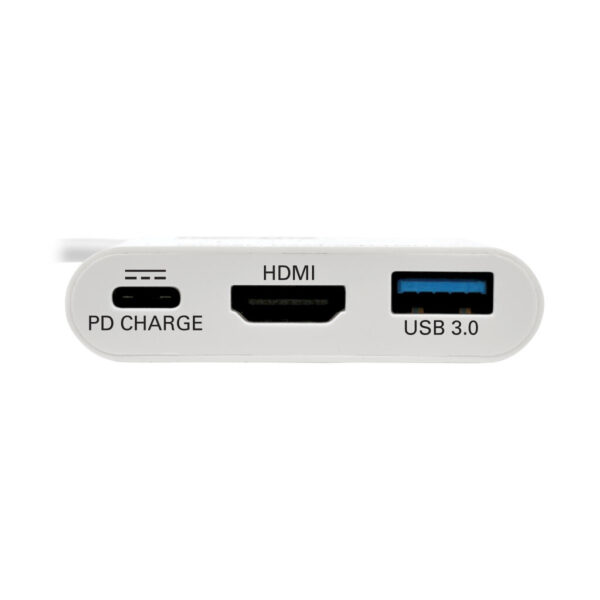 Tripp Lite series USB-C to HDMI Adapter with USB 3.x (5Gbps) Hub Port and PD Charging, HDCP, White