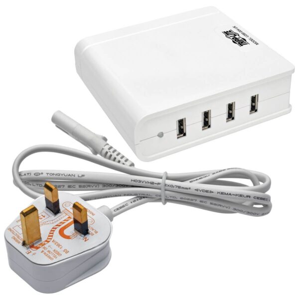 Tripp Lite series 4-Port USB Charging Station, 5V 6A/30W USB Charger Output, UK Version
