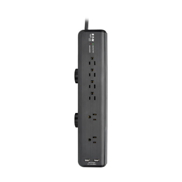 Tripp Lite series Protect It! 6-Outlet Clamp-Mount Surge Protector, 6 ft. (1.83 m) Cord, 2100 Joules, 2 x USB Charging ports (2.1A total)