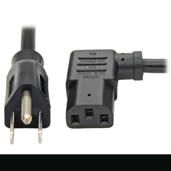 8f467c488c583a32056e10795e113b25 Tripp Lite series Computer Power Cord, NEMA 5-15P to Left-Angle C13 - 10A, 125V, 18 AWG, 6 ft. (1.83 m), Black