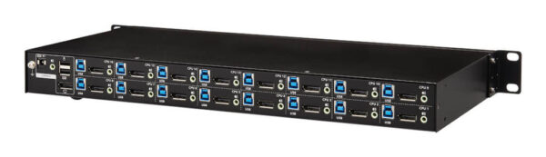 Tripp Lite series 16-Port DisplayPort/USB KVM Switch with Audio/Video and USB Peripheral Sharing, 4K 60 Hz, 1U Rack-Mount, TAA