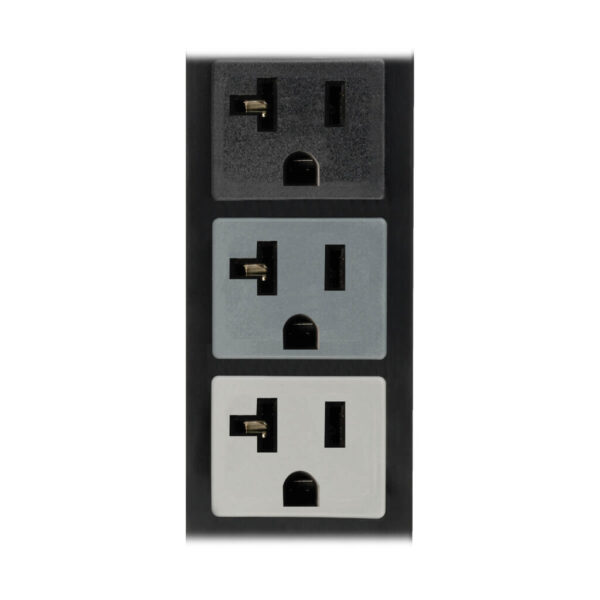 Tripp Lite series 5.7kW 3-Phase Local Metered PDU, 120V Outlets (42 5-15/20R), 208V L21-20P input, 6 ft. (1.83 m) Cord, 0U Vertical, TAA