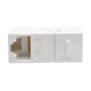 Tripp Lite series Cat6a Straight-Through Modular In-Line Snap-In Coupler with 90-Degree Down-Angled Port, White (RJ45 F/F), TAA