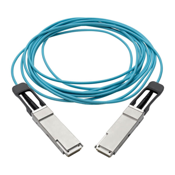 Tripp Lite series QSFP+ to QSFP+ Active Optical Cable - 40Gb, AOC, M/M, Aqua, 5M (16.4 ft.)