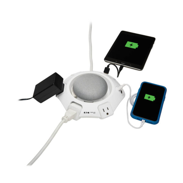 914e5784e5dffec6fbb655441eac2649 Tripp Lite Safe-IT Conference Surge Protector, 4 Rotating 5-15R Outlets, USB-C and 3 USB-A Ports, 10 ft. Cord, Antimicrobial - TLP410UCUFOAM