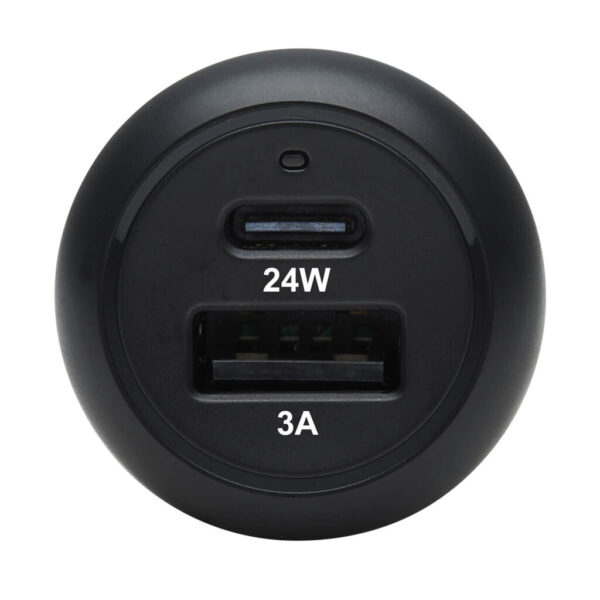 927077225adfbd2f26676bc44d8cf2c9 Tripp Lite series Dual-Port USB Car Charger with 24W Charging - USB-C (24W) PD 3.0, USB-A (24W) QC 3.0, Black