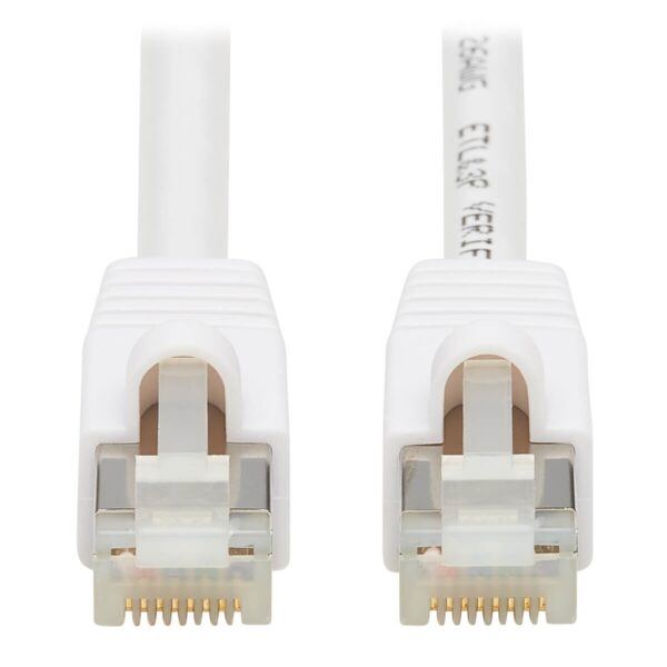 Tripp Lite series Safe-IT Cat6a 10G Snagless Antibacterial S/FTP Ethernet Cable (RJ45 M/M), PoE, White, 7 ft. (2.13 m), TAA