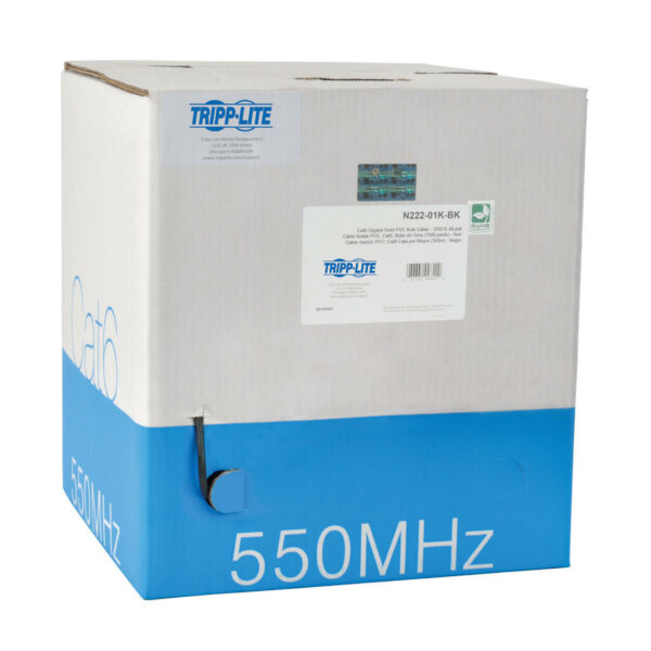 Tripp Lite series Cat6 Gigabit Solid Core UTP PVC Bulk Ethernet Cable, Black, 1000 ft. (304.8 m), TAA