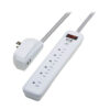 Tripp Lite 7-Outlet Surge Protector, 6 on Strip + 1 on Detachable Charger Plug, 2 USB (2.4A Shared), 900 Joules, 6 ft. Cord, 5-15P, White - TLP616USB