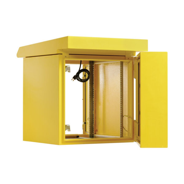 Tripp Lite SmartRack 12U NEMA 3R Industrial Wall-Mount Enclosure, Locking, Hinged Back, Fan with Thermal Switch, 28 in. Deep, Yellow - SRN3RY12US