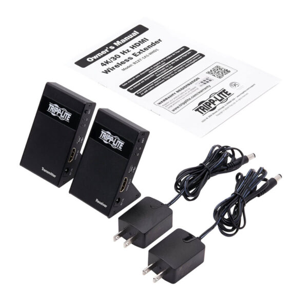 939b97e69e5d050fc84b67d822a6d790 Tripp Lite series Wireless HDMI Extender Kit, Transmitter/Receiver, Zero Latency, 4K, 7.1 Audio, HDCP 2.2, Up to 98 ft. (30 m)