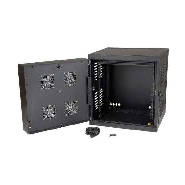 93fa5b4722a421b55a1b5fde567e8dc8 Tripp Lite series SmartRack 12U Switch-Depth Wall-Mount Small Rack Enclosure for Harsh Environments, Hinged Back, 230V