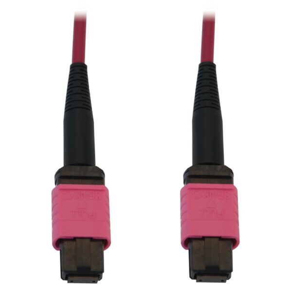 947e5d46ae729d1257499fbaf692e45b-1 Tripp Lite series 100G Multimode 50/125 OM4 Fiber Optic Cable (12F MTP/MPO-PC F/F), LSZH, Magenta, 15 m (49.2 ft.)