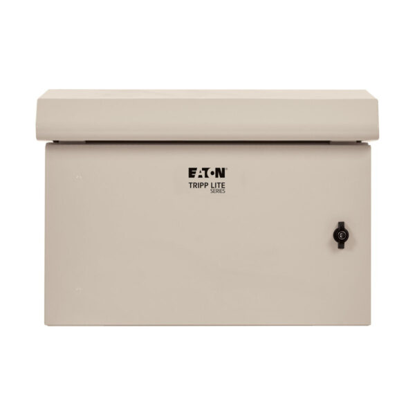 9541eaf60e69b2cc2fc3d6731361df63 Tripp Lite series SmartRack Industrial Enclosure - NEMA 3R, Wall Mount, Metal, Locking, Hinged Back, Fan With Thermal Switch, 28 in. Depth, 6U, Gray