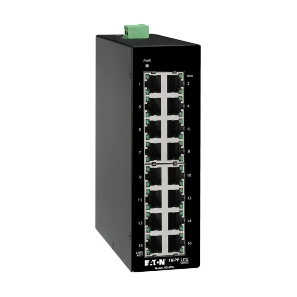 Tripp Lite series 16-Port Unmanaged Industrial Gigabit Ethernet Switch - 10/100/1000 Mbps, DIN Mount, TAA