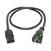 95b3cd0af6938b1799a362667a489085 Tripp Lite series Hospital-Grade Power Cord, NEMA 5-15P to C13 - Green Dot, 10A, 125V, 18 AWG, 3 ft. (0.91 m), Black