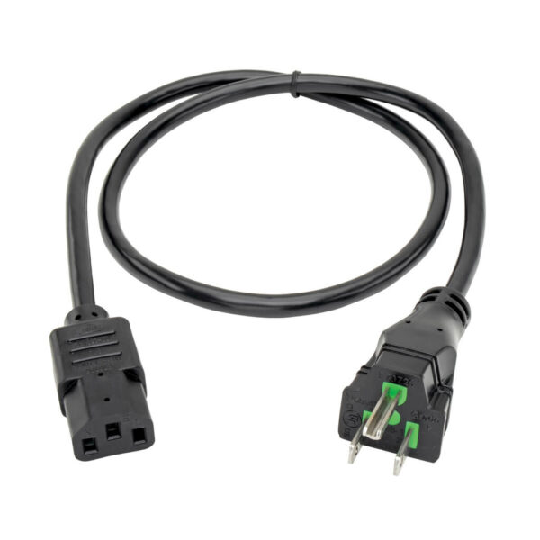 95b3cd0af6938b1799a362667a489085 Tripp Lite series Hospital-Grade Power Cord, NEMA 5-15P to C13 - Green Dot, 10A, 125V, 18 AWG, 3 ft. (0.91 m), Black
