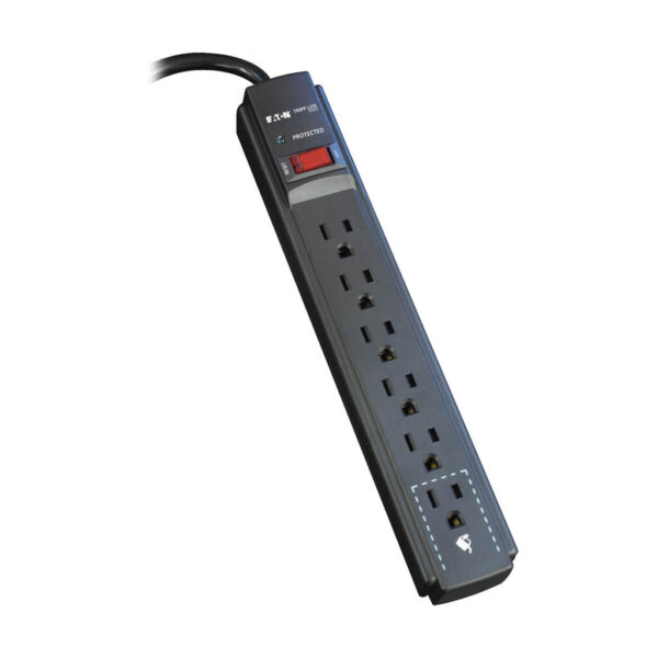 961d3a5b6ac5c9766198b4a8bc6e32e6 Tripp Lite series Protect It! 6-Outlet Surge Protector, 6 ft. Cord, 900 Joules, Diagnostic LED, Black Housing - TLP606B