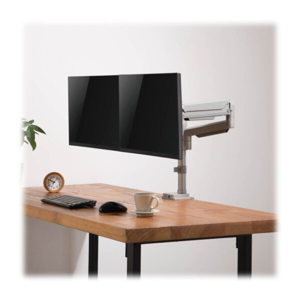 962b16ee1fdf91de86c738870b064a46 Tripp Lite series Dual-Display Gas-Arm Mount for 13” to 34” Monitors - Clamp or Grommet, USB, Audio Ports