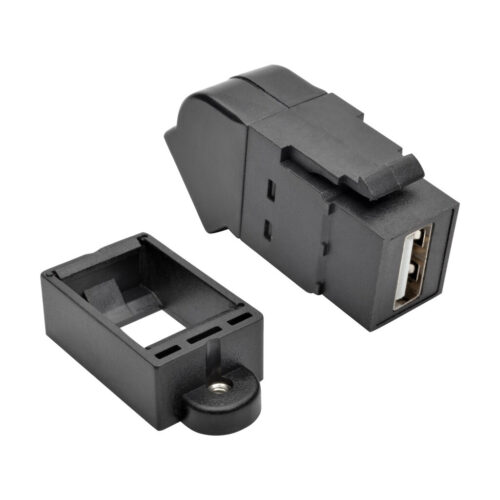 Tripp Lite series USB 2.0 All-in-One Keystone/Panel Mount Angled Coupler (F/F), Black