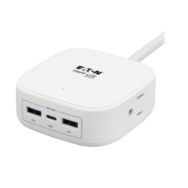 96d204b016b388226c22a05c04e1b0c6 Tripp Lite series Safe-IT 32W 2-Outlet Power Strip - 5-15R Outlets, 3 USB Ports, 6 ft. (1.8 m) Cord, Antimicrobial Protection, White
