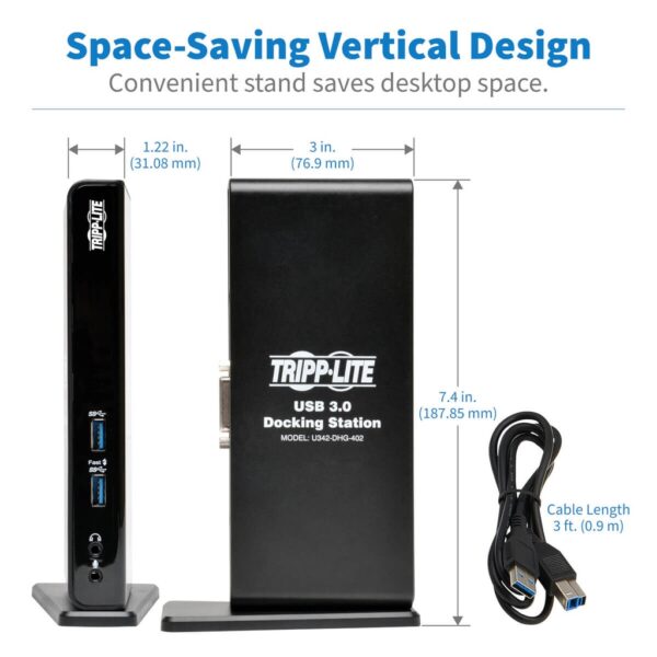 Tripp Lite series USB 3.x (5Gbps) Laptop Dock - HDMI, DVI Video, Audio, USB, Ethernet