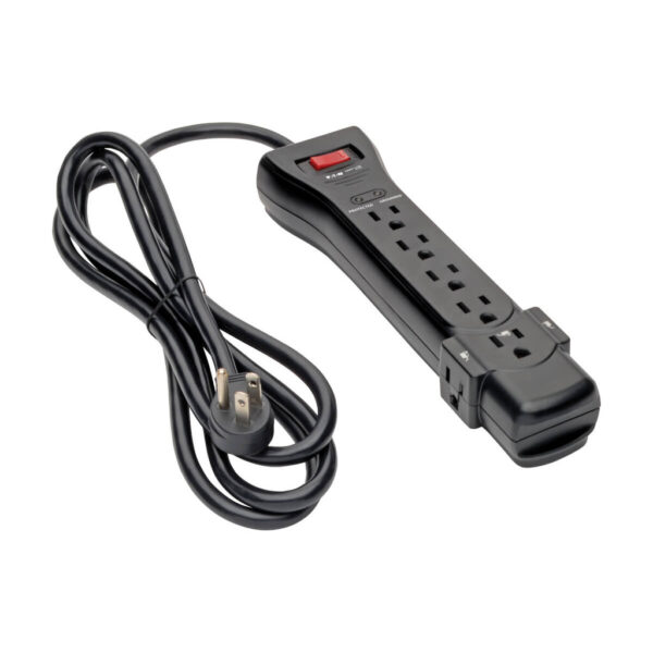 982a824512dadcb9e962cc0f35e34f09 Tripp Lite series Protect It! 7-Outlet Surge Protector, 7 ft. Cord with Right-Angle Plug, 2160 Joules, Diagnostic LEDs, Black Housing