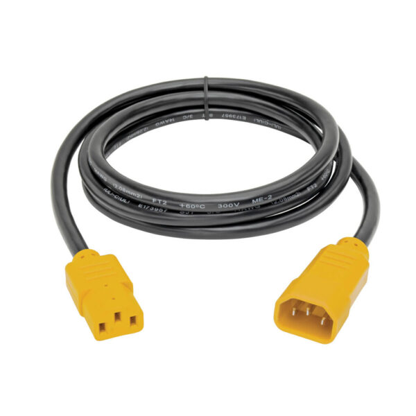 Tripp Lite series Heavy-Duty PDU Power Cord, C13 to C14 - 15A, 250V, 14 AWG, 6 ft. (1.83 m), Yellow Plugs