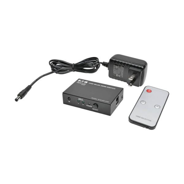 Tripp Lite series 2-Port HDMI Switch with Remote Control - 4K @ 60 Hz, 4:4:4, HDR, 3D, HDCP 2.2, EDID