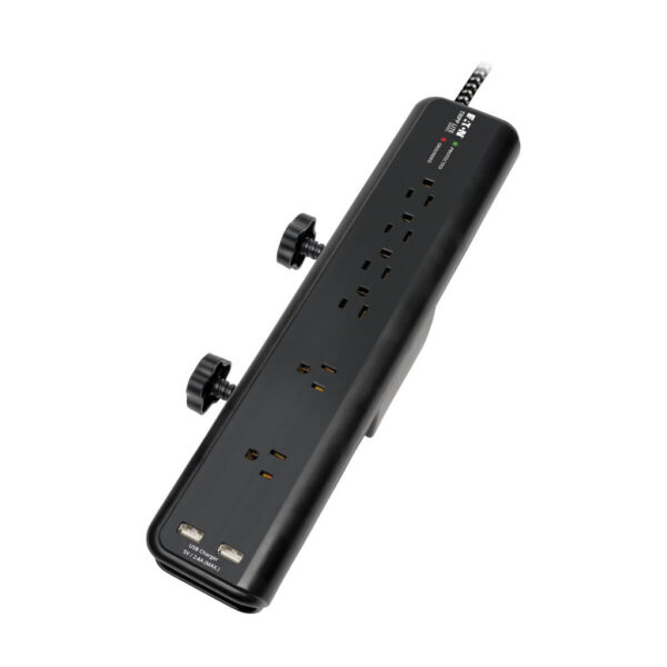 991c0d6c73cfac2ea3336bf6b507a4ff Tripp Lite series Safe-IT 6-Outlet Surge Protector, 2 USB Charging Ports, 8 ft. Cord, 5-15P Plug, 2100 Joules, Antimicrobial Protection, Black