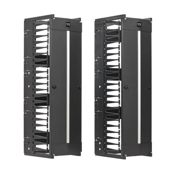 99c812ab81ec5df130ea90d2786d0a86 Tripp Lite series High-Capacity Vertical Cable Manager - Deep Double Finger Duct with Cover, Single Sided, 12 in. Wide, Black, 7 ft. (2.2 m)
