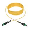 Tripp Lite series MTP/MPO (APC) Singlemode Patch Cable (F/F), 12 Fiber, 40/100 GbE, QSFP+ 40GBASE-PLR4, Plenum, Push/Pull Tab, Yellow, 7 m (23 ft.)