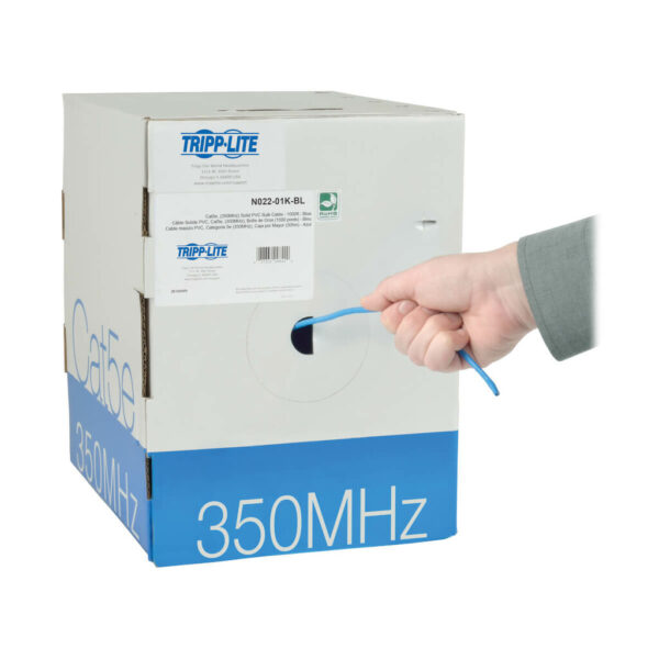Tripp Lite series Cat5e 350 MHz Solid Core (UTP) PVC Bulk Ethernet Cable - Blue, 1000 ft. (304.8 m), TAA
