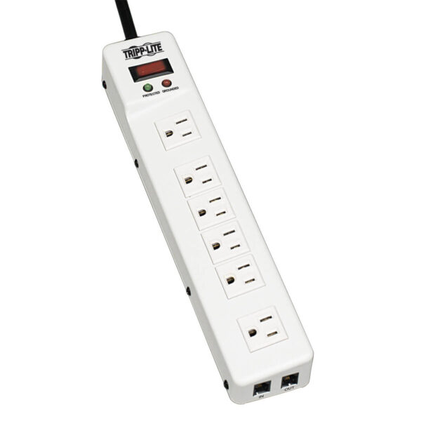 9ae6f0c3fdadbc32e7750289f6dfc290 Tripp Lite series Protect It! Surge Protector with 6 Right-Angle Outlets, 15 ft. (4.57 m) Cord, 1340 Joules, Tel/Modem Protection